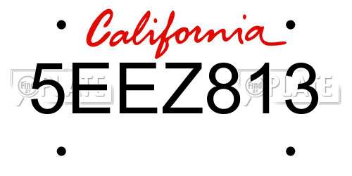 5EEZ813 California License Plate