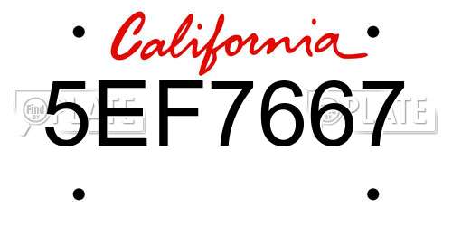 5EF7667 California License Plate