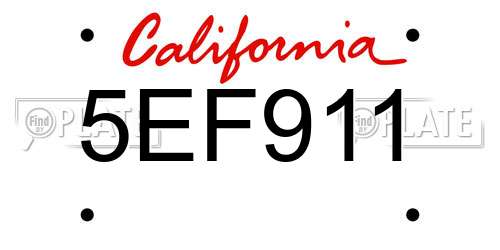5EF911 California License Plate