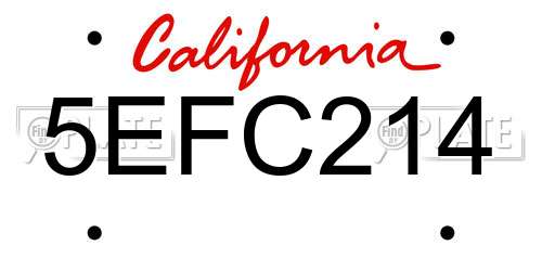 5EFC214 California License Plate