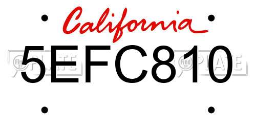 5EFC810 California License Plate