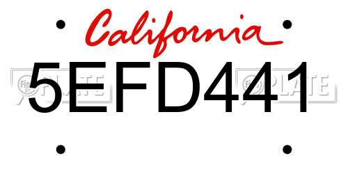5EFD441 California License Plate