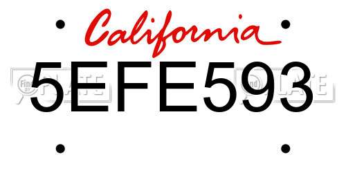 5EFE593 California License Plate
