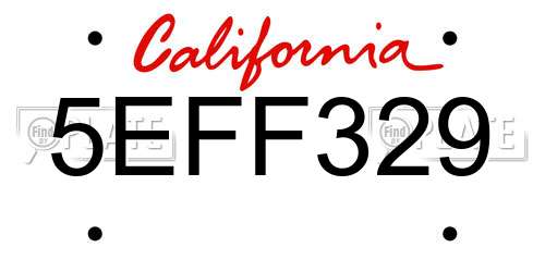 5EFF329 California License Plate