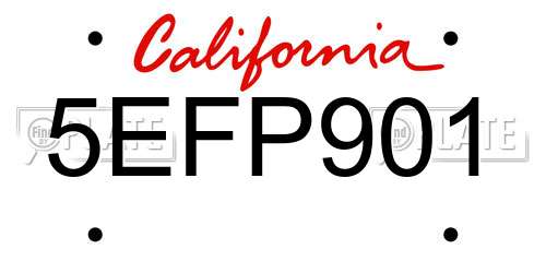 5EFP901 California License Plate