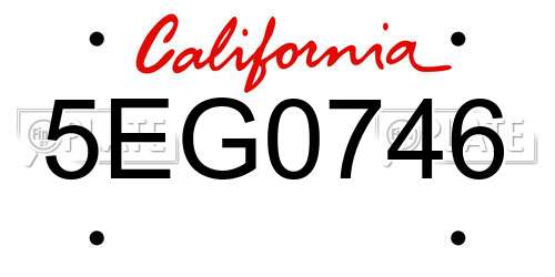 5EG0746 California License Plate