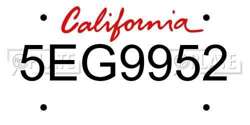 5EG9952 California License Plate