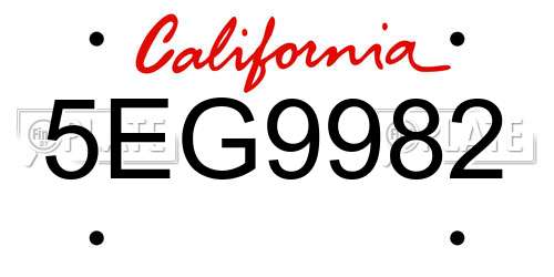 5EG9982 California License Plate