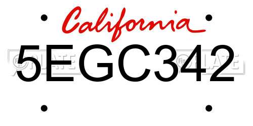 5EGC342 California License Plate