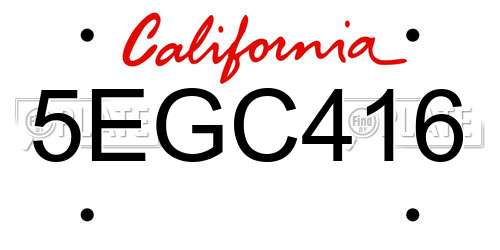 5EGC416 California License Plate