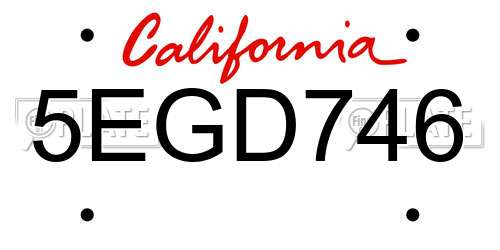 5EGD746 California License Plate