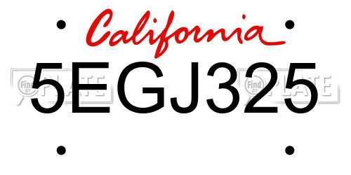 5EGJ325 California License Plate