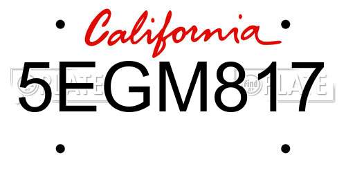 5EGM817 California License Plate