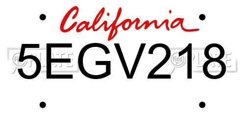 5EGV218 California License Plate