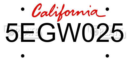 5EGW025 California License Plate