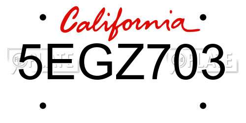 5EGZ703 California License Plate