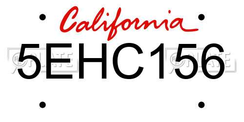 5EHC156 California License Plate