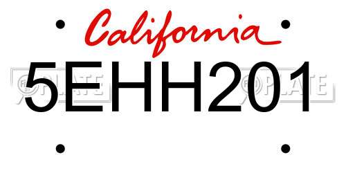 5EHH201 California License Plate