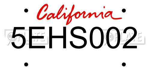 5EHS002 California License Plate