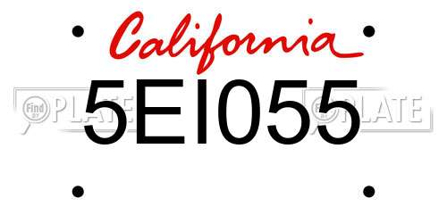 5EI055 California License Plate