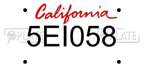 5EI058 California License Plate