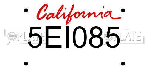 5EI085 California License Plate