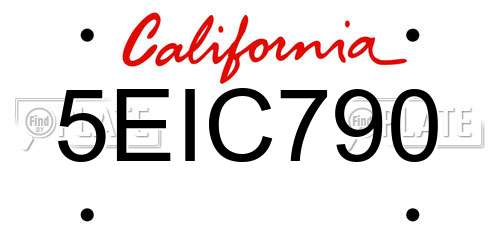 5EIC790 California License Plate