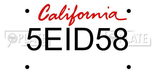 5EID58 California License Plate