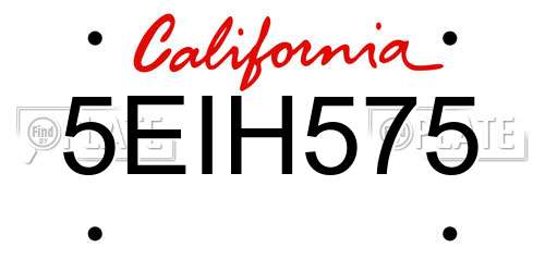 5EIH575 California License Plate