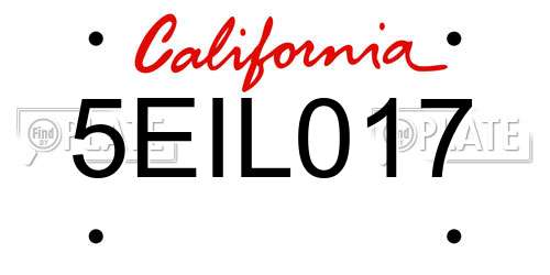5EIL017 California License Plate