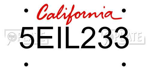 5EIL233 California License Plate