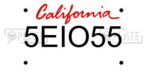 5EIO55 California License Plate