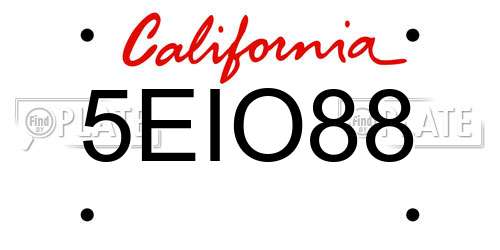 5EIO88 California License Plate