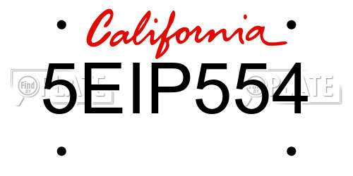 5EIP554 California License Plate