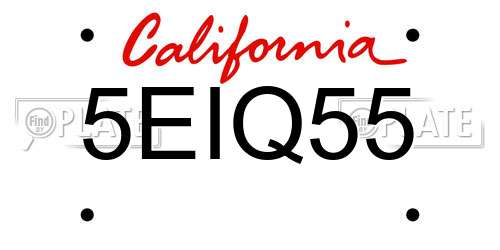 5EIQ55 California License Plate