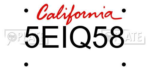 5EIQ58 California License Plate