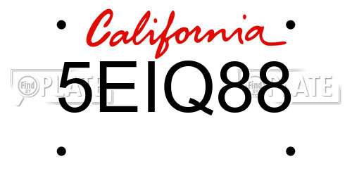 5EIQ88 California License Plate