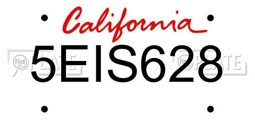 5EIS628 California License Plate