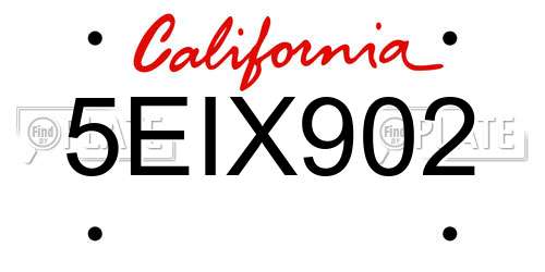 5EIX902 California License Plate