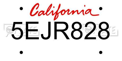 5EJR828 California License Plate