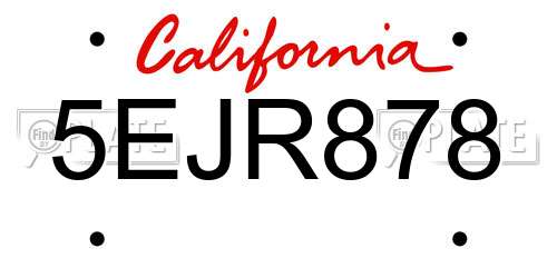 5EJR878 California License Plate
