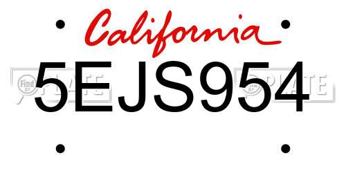 5EJS954 California License Plate