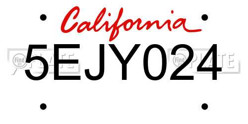 5EJY024 California License Plate