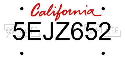 5EJZ652 California License Plate