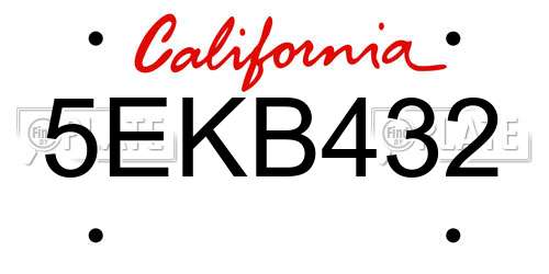 5EKB432 California License Plate