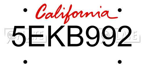 5EKB992 California License Plate