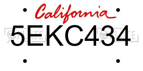 5EKC434 California License Plate