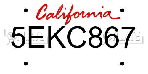 5EKC867 California License Plate