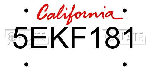 5EKF181 California License Plate