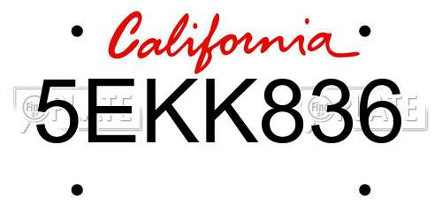 5EKK836 California License Plate